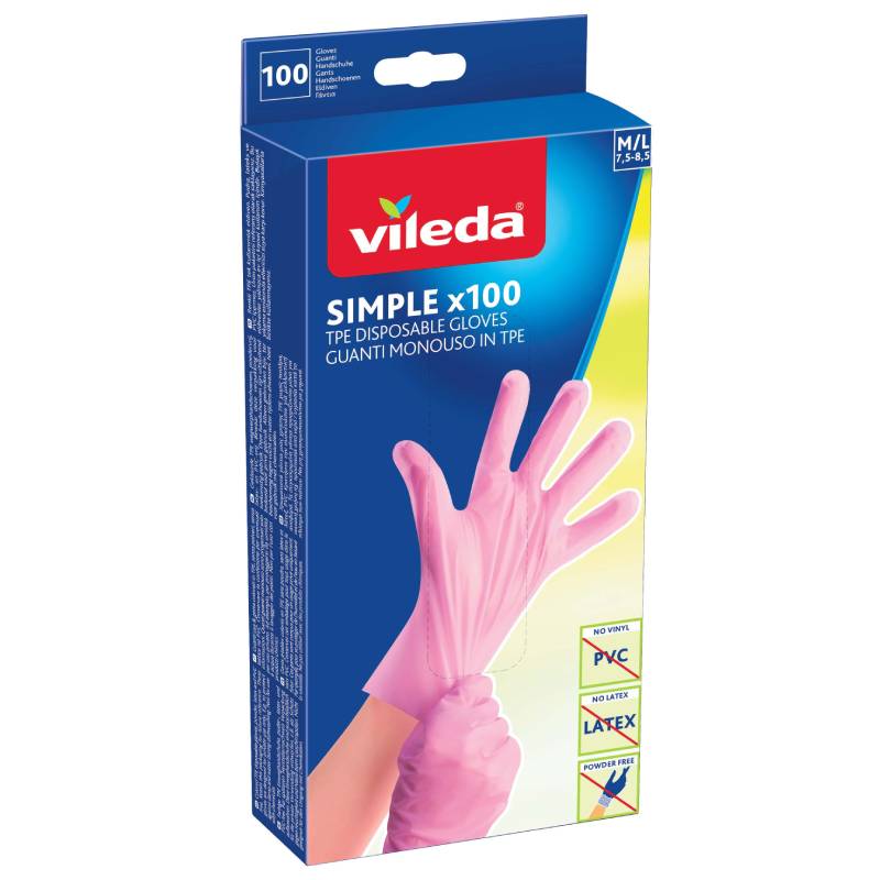 Vileda Simple rukavice M/L 100 ks